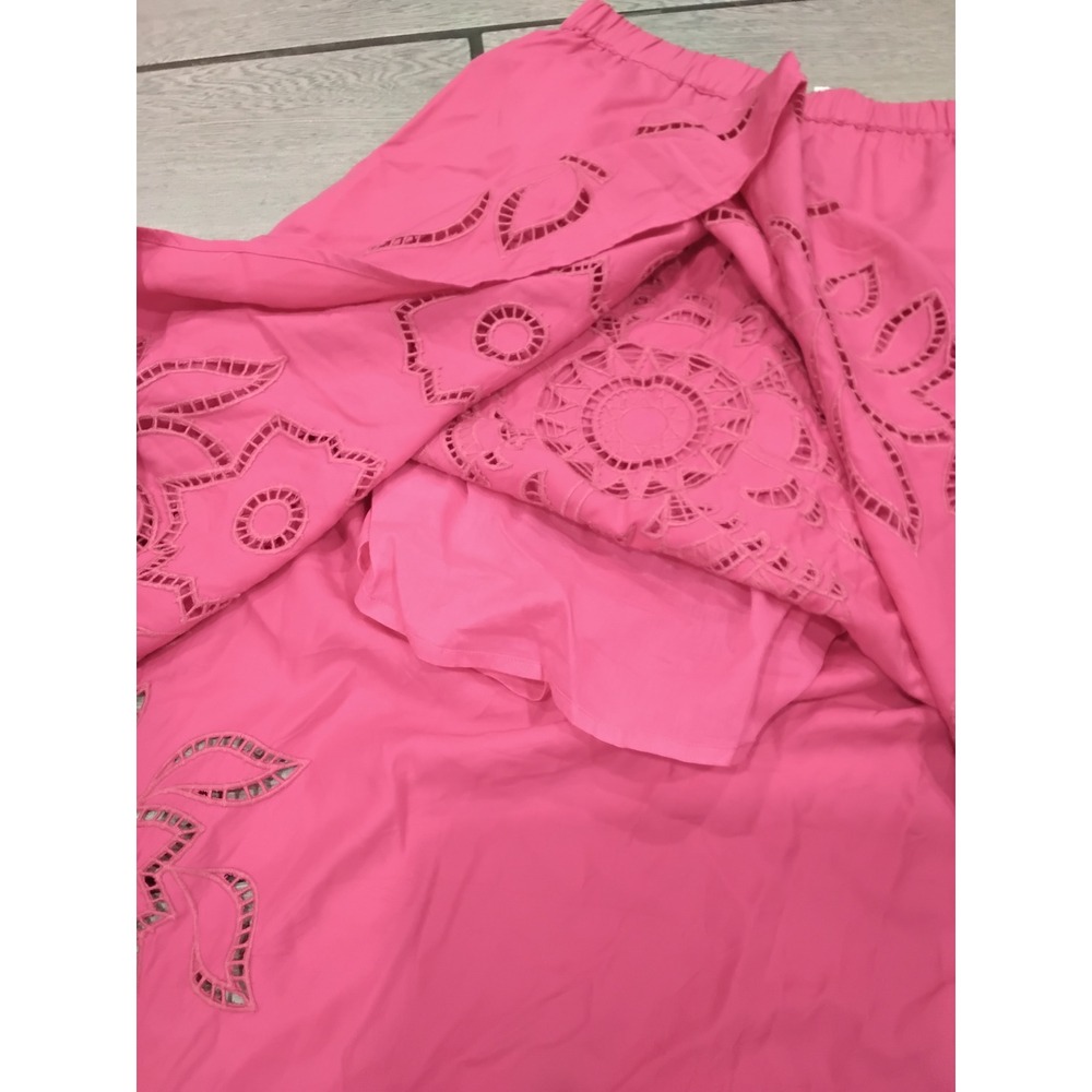 MISA Los Angeles Pink Floral Cutout Maxi Skirt Size Small Elastic Waist - Picture 3 of 7